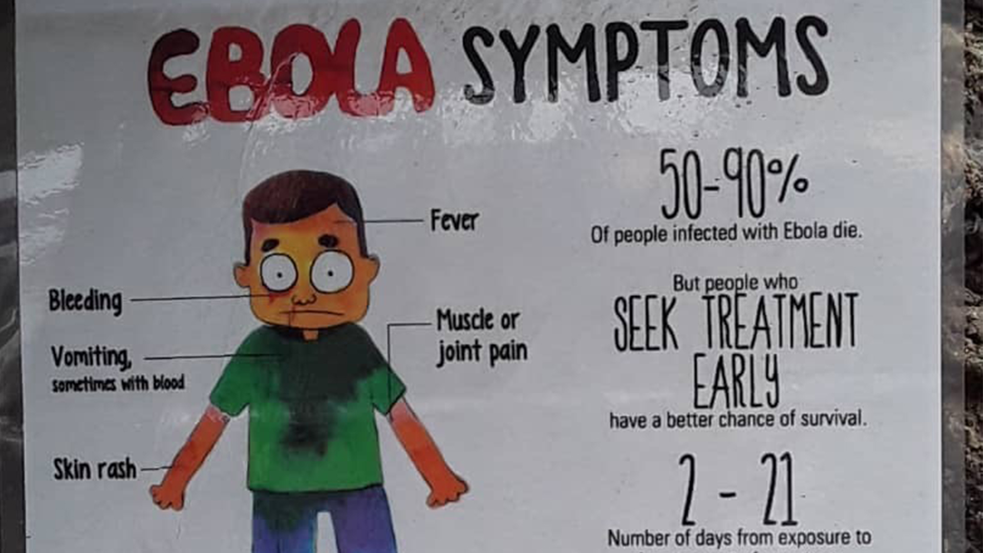 En informationsskylt om ebola