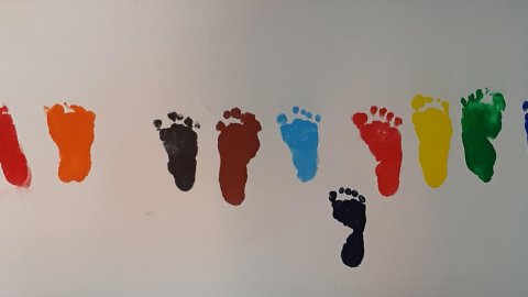 Fotsteg i olika färger