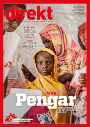 Framsidan av Direkt. Flicka omgiven av vuxna blickar in i kameran.