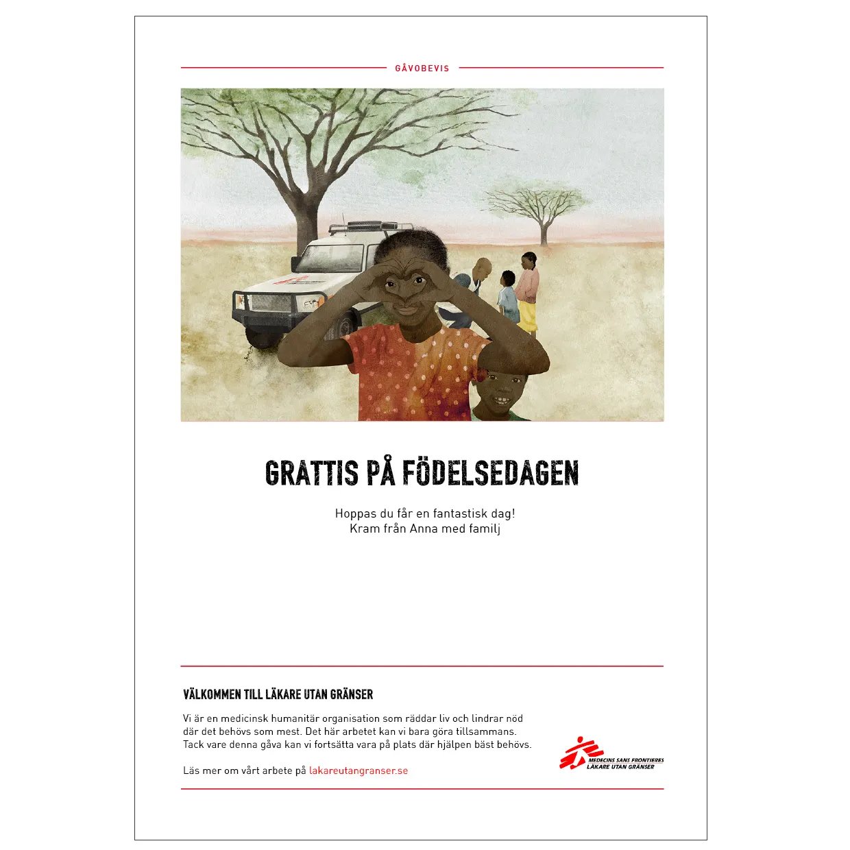 Exempel på ett digitalt gåvobevis