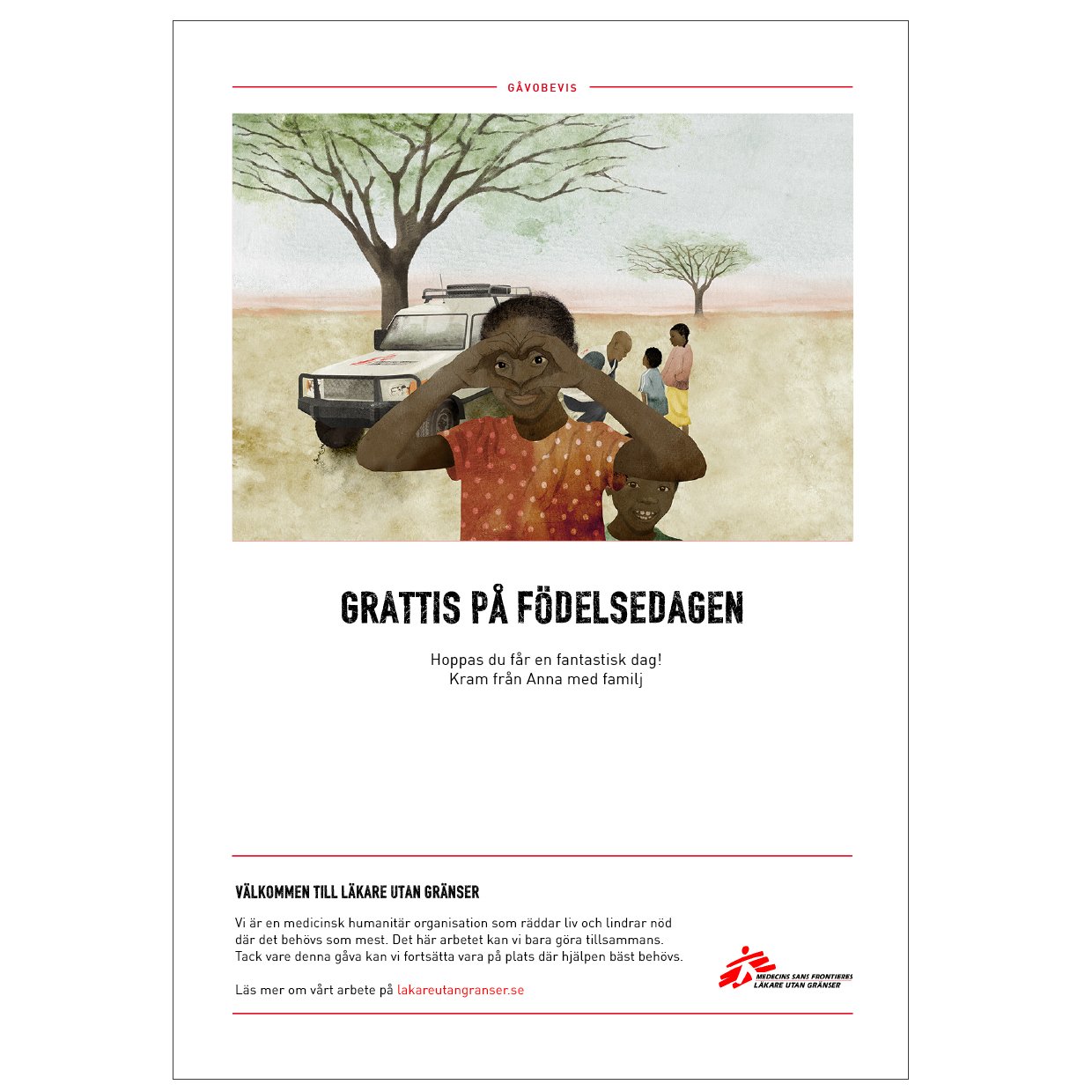 Exempel på ett digitalt gåvobevis