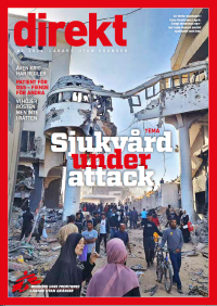 omslagsbild Direkt bild på förstörd byggnad och människor som går