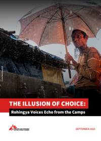 Rapportomslag, man med paraply