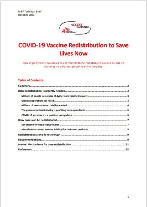 Rapporten COVID-19 Vaccine Redistribution to Save Lives Now