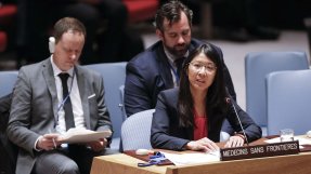 Läkare Utan Gränsers internationella ordförande Joanne Liu talar inför FN:s säkerhetsråd