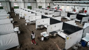 Ett uppbyggt sjukhus i Belgien för behandling av covid-19