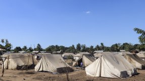 Läger för internflyktingar i provinsen Cabo Delgado i Mocambique.