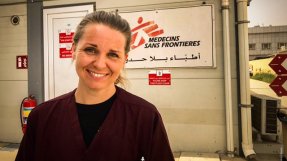 Sjuksköterskan Anna Lena Eriksson i Irak.