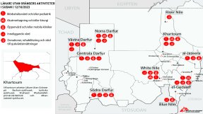 Beskrivande karta av aktiviteterna i Sudan.