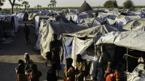 Skyddsområdet för civila på FN-basen i Bentiu, Sydsudan.