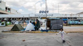 Elliniko flyktingläger i Aten, Grekland.