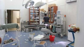 En operationssal på Tal Abyad-sjukhuset i Syrien strax söder om den turkiska gränsen. 