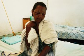 Workey Mekonen, 24 år, blev ormbiten när hon sov i Kafta, Tigray, Etiopen.