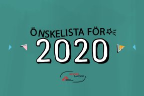 En textplatta med texten "önskelista för 2020"
