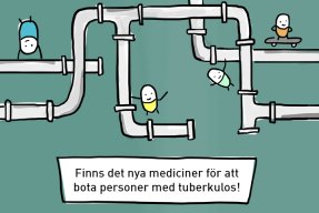 En illustration med texten: Finns det nya mediciner för att bota personer med tuberkulos