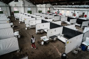 Ett uppbyggt sjukhus i Belgien för behandling av covid-19