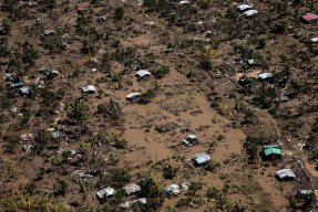 Översvämmade områden i Mocambique efter cyklonen Idai 2019