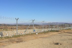 Idomeni Grekland som ligger vid gränsen mellan Grekland och Makedonien.