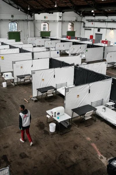 Ett uppbyggt sjukhus i Belgien för behandling av covid-19