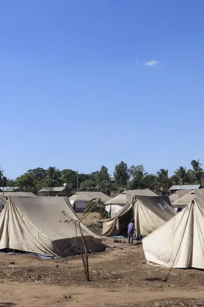 Läger för internflyktingar i provinsen Cabo Delgado i Mocambique.