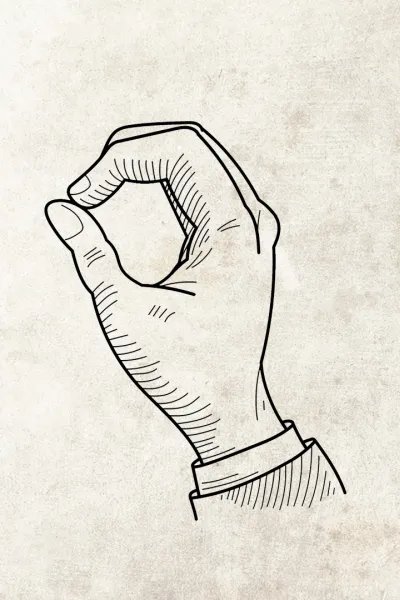 Illurstration på en hand där pekfingret möter tummen.