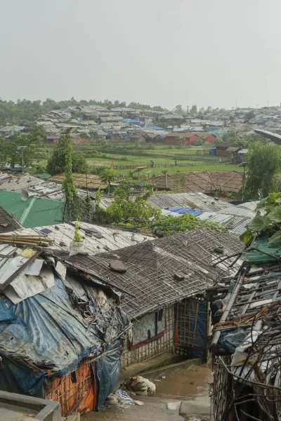 Några av husen i ett flyktingläger i Cox's Bazar