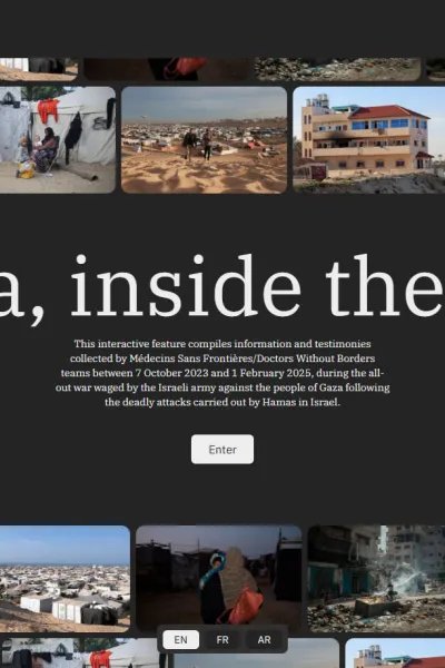 Skärmavbild av sajten Gaza inside the war