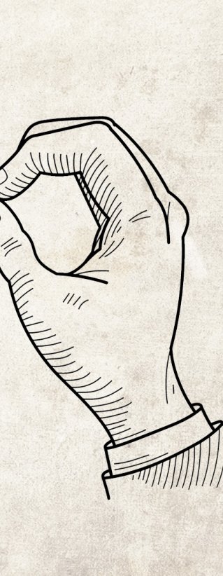 Illurstration på en hand där pekfingret möter tummen.