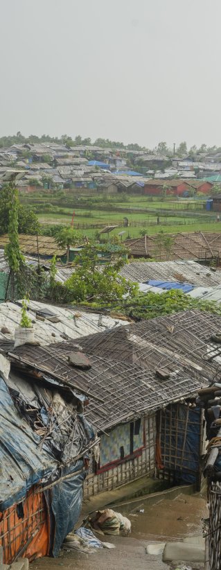 Några av husen i ett flyktingläger i Cox's Bazar