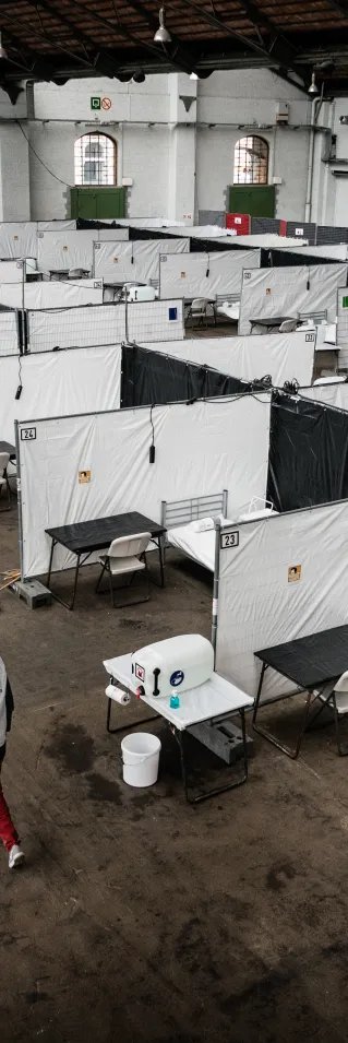 Ett uppbyggt sjukhus i Belgien för behandling av covid-19