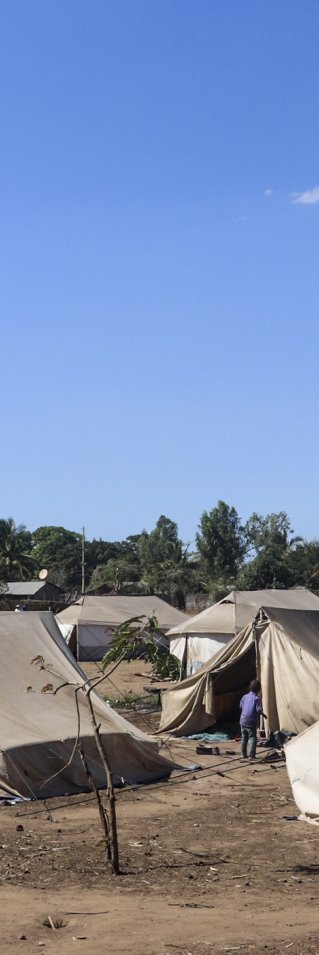 Läger för internflyktingar i provinsen Cabo Delgado i Mocambique.