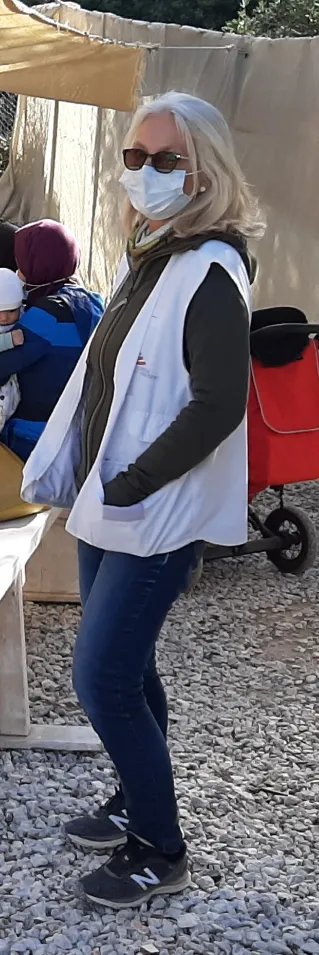 Sjuksköterskan Tina Dahl på den grekiska ön Lesbos.