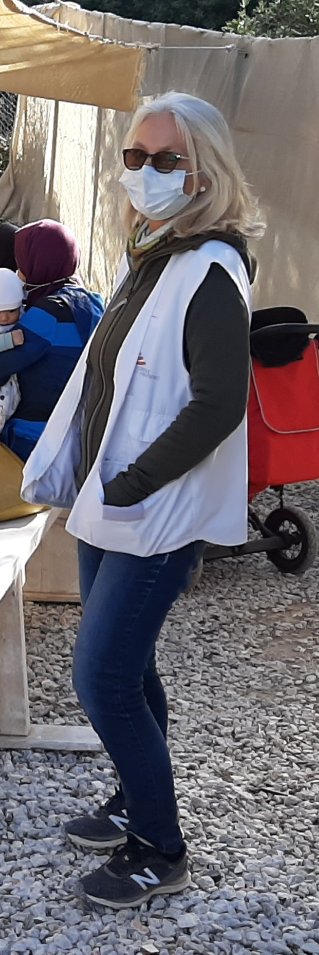 Sjuksköterskan Tina Dahl på den grekiska ön Lesbos.