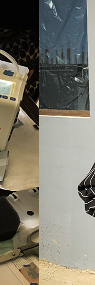 Sjuksköterskan Anna Lena Eriksson står med en vattenmelon i famnen.