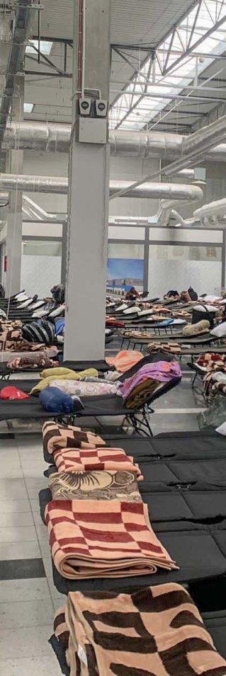 Ett mottagningscenter i Polen för flyktingar från Ukraina