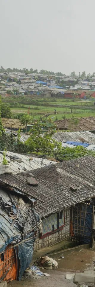 Några av husen i ett flyktingläger i Cox's Bazar