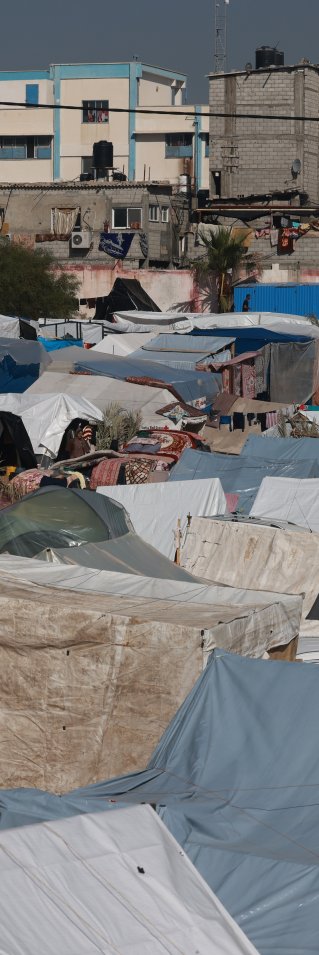 Tält som människor bor i södra Gaza.