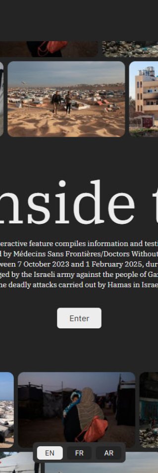 Skärmavbild av sajten Gaza inside the war