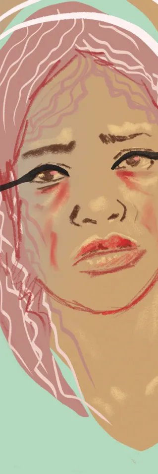 illustration av kvinna som gråter med en medicinkarta i handen