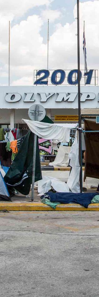 Elliniko flyktingläger i Aten, Grekland.