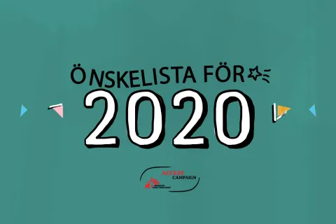 En textplatta med texten "önskelista för 2020"
