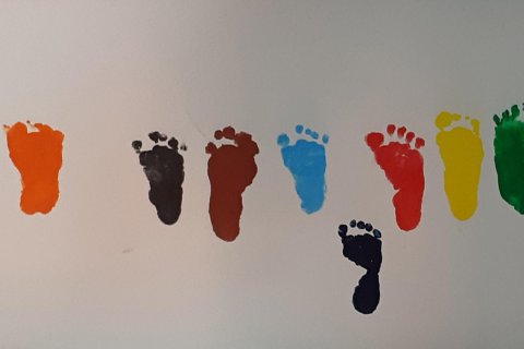 Fotsteg i olika färger