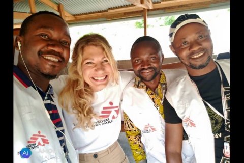 Martina Gustavsson tillsammans med sina kollegor i Kongo-Kinshasa