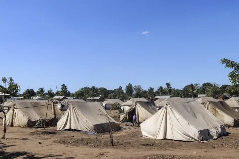 Läger för internflyktingar i provinsen Cabo Delgado i Mocambique.
