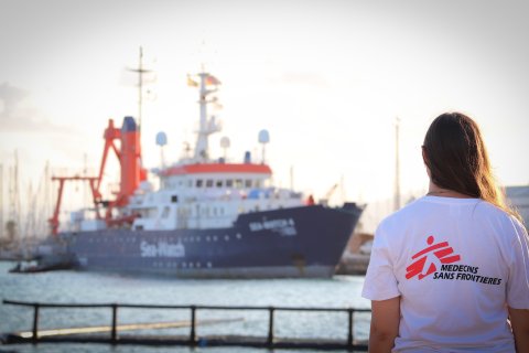 Räddningsfartyget Sea-Watch 4 i hamnen i spanska Burriana.