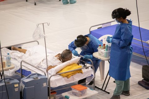 Vård av covid-19 patienter i Reynosa, Mexiko.