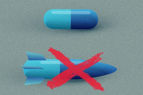 Illustration av en kapseltablett och en överkryssad missil