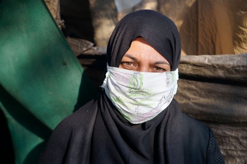 52-åriga Oumaima Alhabib från östra Syrien bor i Vathy-lägret på den grekiska ön Samos.