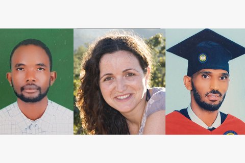 Våra kollegor Tedros, Maria och Yohannes som dödades i Tigray, Etiopien, i juni 2021.