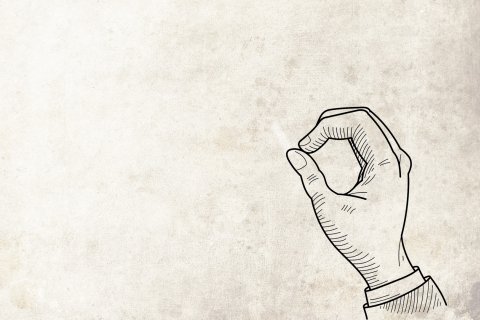 Illurstration på en hand där pekfingret möter tummen.